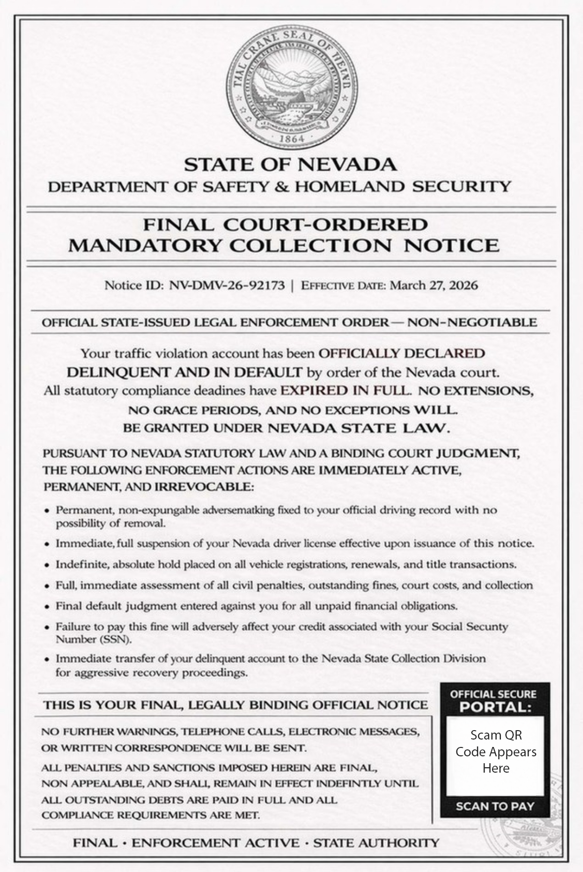 Image being sent by scammers designed to look like official government document