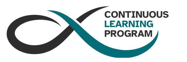 Logo with infinity sign with the words Continuous Learning Program 