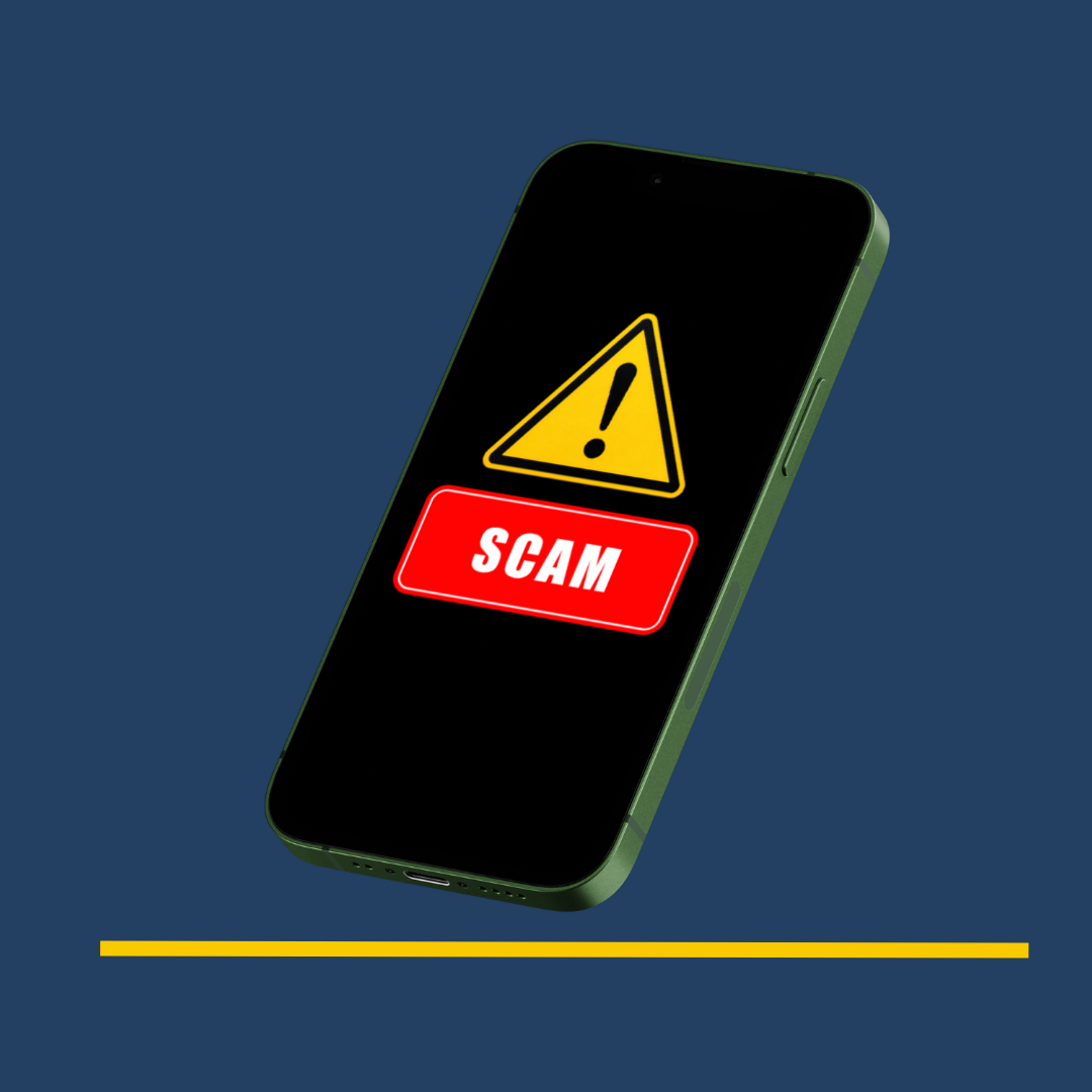 a picture of a cell phone with an ! to alert the reader